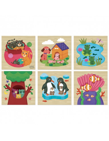 Acheter 9 cubes en bois animaux Vilac