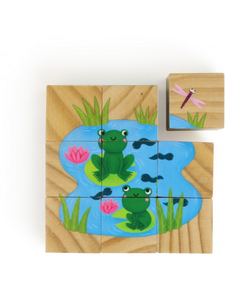 Acheter 9 cubes en bois animaux Vilac