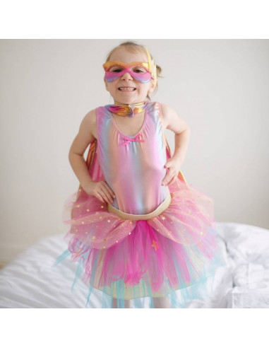 Set de super-héroine, tutu/cape/masque 4-6 ans rose
