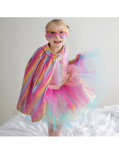 Set de super-héroine, tutu/cape/masque 4-6 ans rose