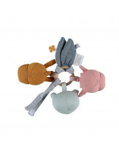 Hochet anneau coton Bio Paco bleu 2