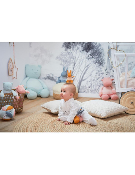 Hochet anneau coton Bio Paco bleu
