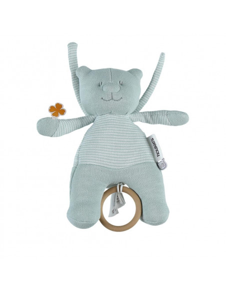 Peluche mini-musical coton bio Nouky mint