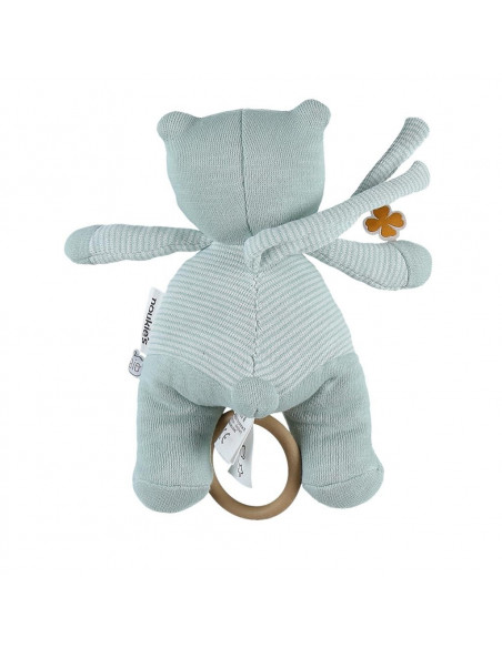 Peluche mini-musical coton bio Nouky mint