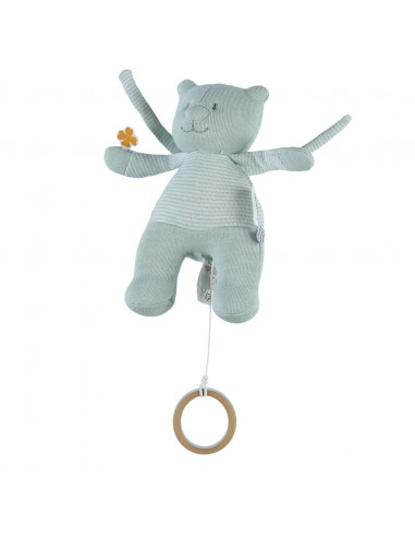 Peluche mini-musical coton bio Nouky mint