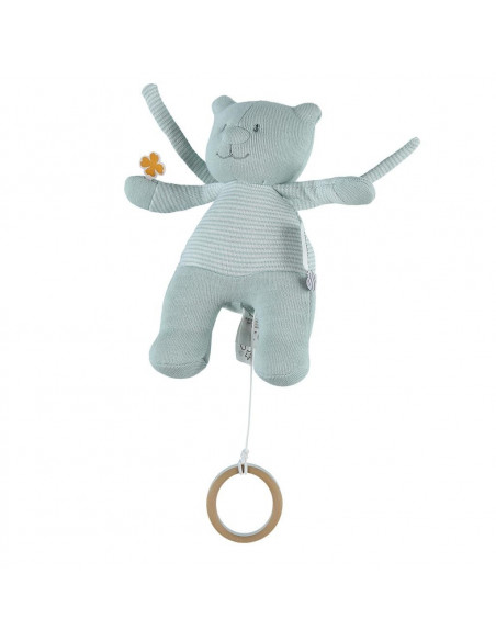 Peluche mini-musical coton bio Nouky mint