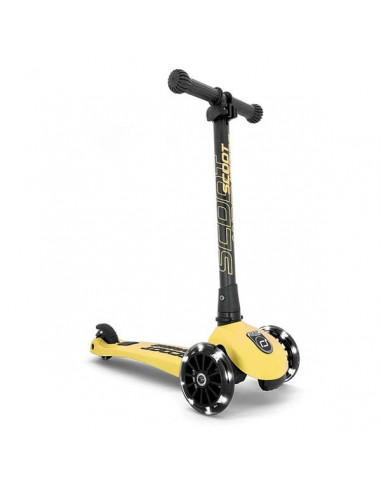Trottinette jaune citron 3 roues avec roues lumineuses
