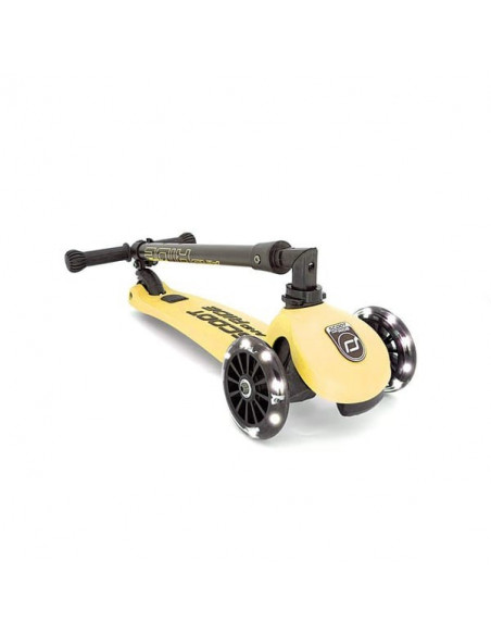 Trottinette jaune citron 3 roues avec roues lumineuses
