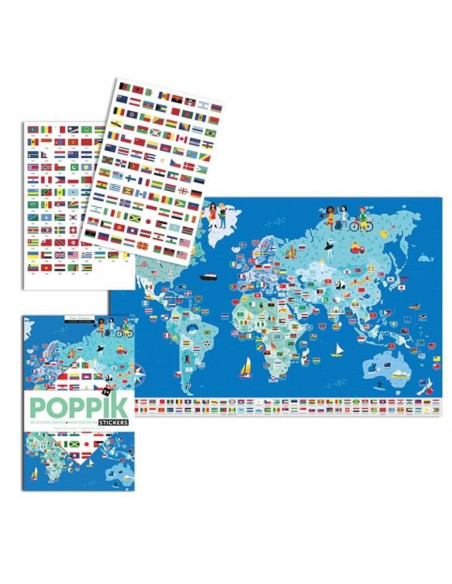 Poster en stickers drapeaux du monde