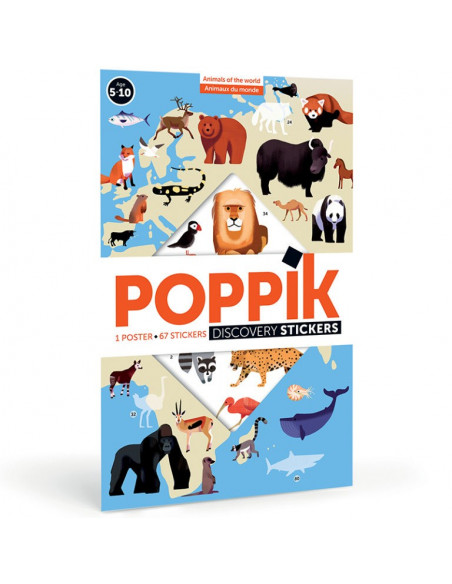 POSTER EN STICKERS ANIMAUX DU MONDE
