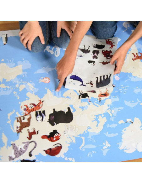 POSTER EN STICKERS ANIMAUX DU MONDE