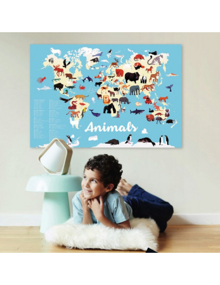 POSTER EN STICKERS ANIMAUX DU MONDE