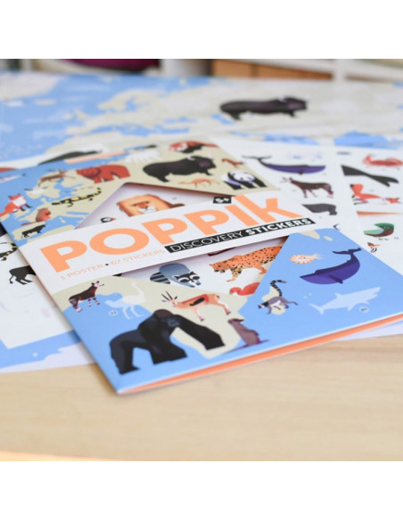 POSTER EN STICKERS ANIMAUX DU MONDE