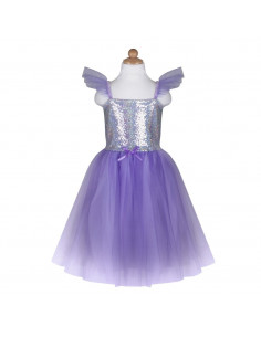 ROBE DE PRINCESSE SEQUINS CHATOYANTS LILAS 7-8 ANS