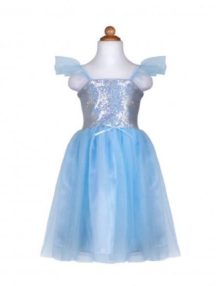 ROBE DE PRINCESSE SEQUINS CHATOYANTS BLEU 7-8 ANS