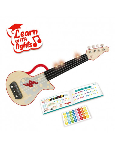 Aprende con luces ukelele rojo