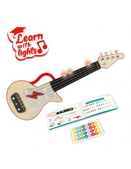 Aprende con luces ukelele rojo