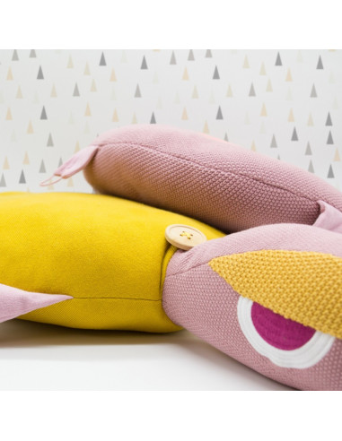 Coussin tortue grand rose