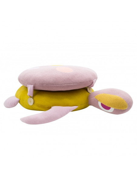 Coussin tortue grand rose