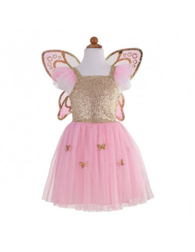 Robe de papillon avec ailles, or / 5-7 ans