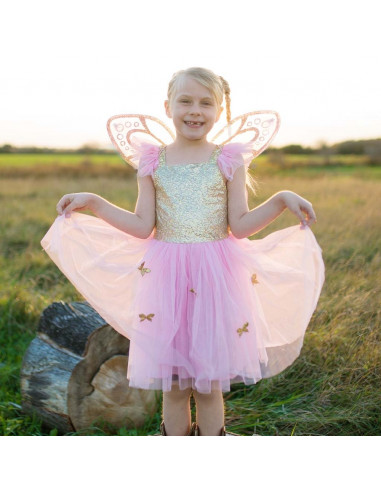 Robe de papillon avec ailles, or / 5-7 ans