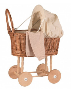 BERCEAU EN BOIS AVEC COUTVERTURE TRICOT 