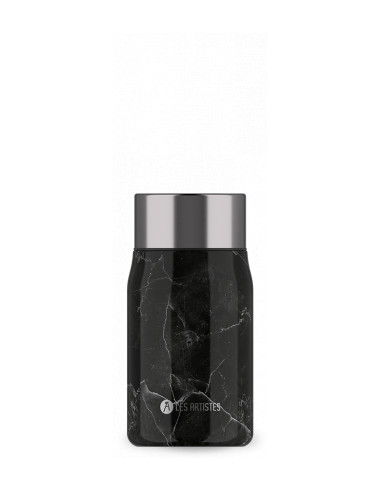 LUNCH BOX BLACK MARBLE BRILLANT + SPOON 700ML