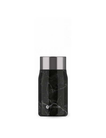 LUNCH BOX BLACK MARBLE BRILLANT + SPOON 700ML