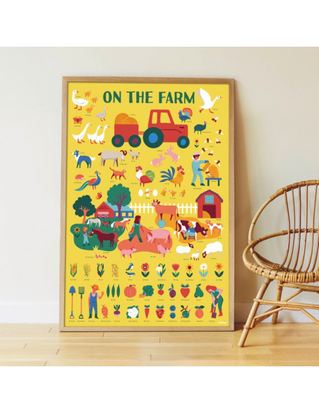 Poster pédagogique + 100 stickers - ferme