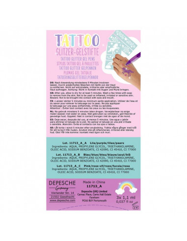 Yivi tatouages stylos gel paillete