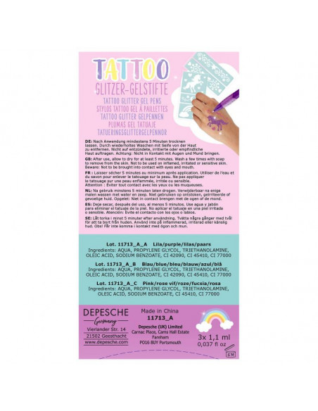 Yivi tatouages stylos gel paillete