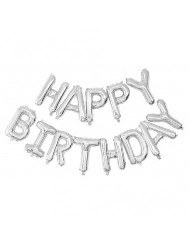 Ballon mylar happy birthday argent