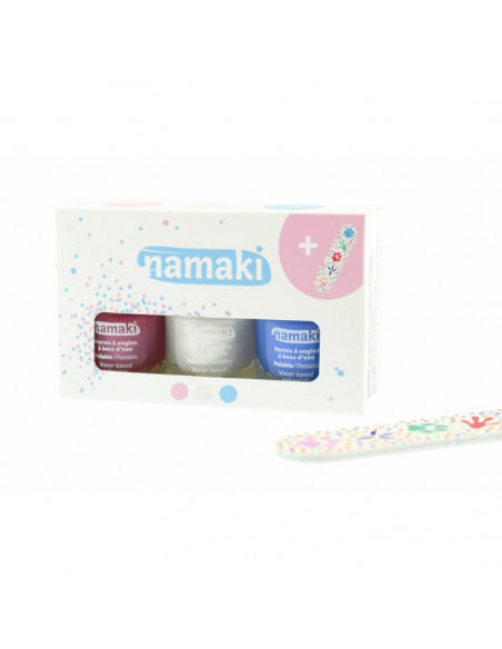 COFFRET 3 VERNIS BASE EAU : ROSE-BLANC NACRE-BLEU CIEL