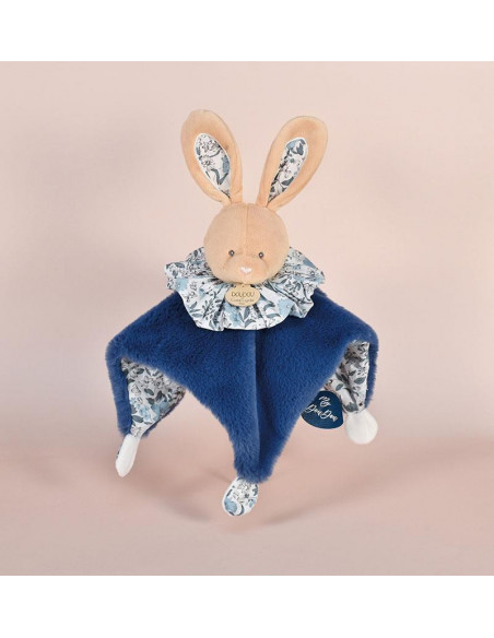Doudou boule- lapin bleu