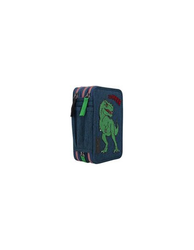 Dino World trousse 3 niveaux paillettes
