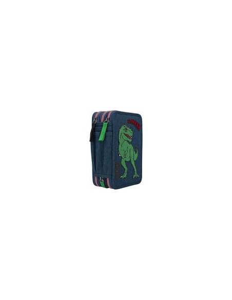 Dino World trousse 3 niveaux paillettes