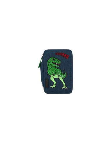 Dino World trousse 3 niveaux paillettes