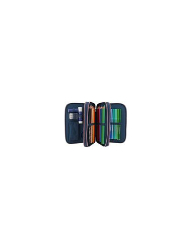 Dino World trousse 3 niveaux paillettes