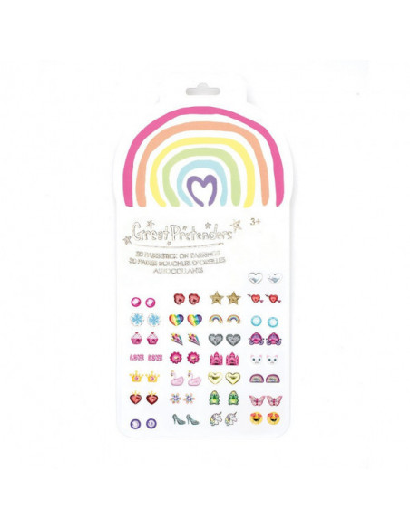 30 paires de boucles d'oreilles autocollantes rainbow love