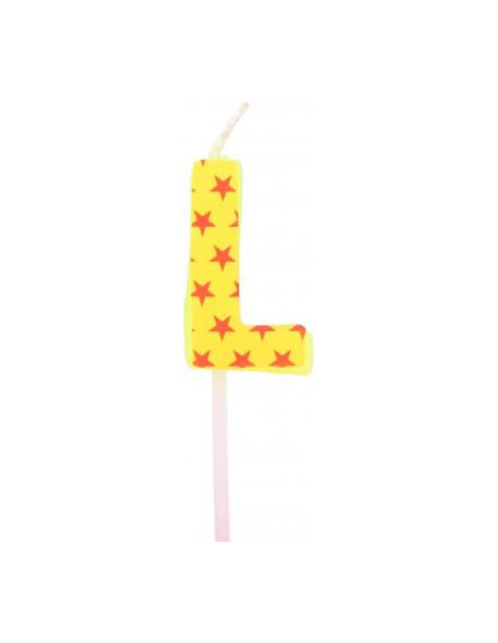 Bougie anniversaire lettre l jaune