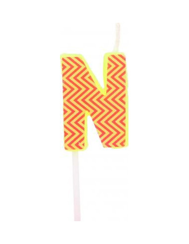 Bougie anniversaire lettre n jaune