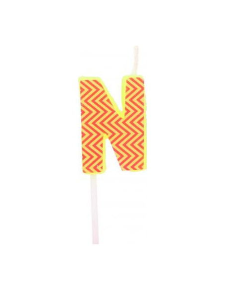 Bougie anniversaire lettre n jaune