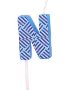 Bougie anniversaire lettre n bleu