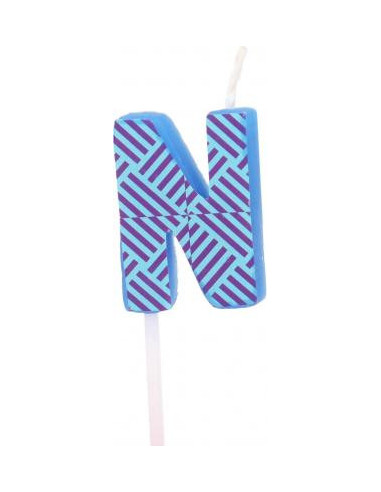 Bougie anniversaire lettre n bleu