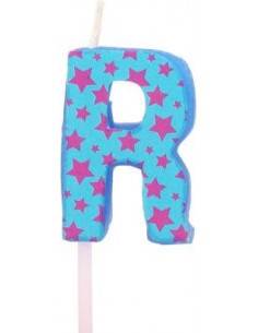 Bougie anniversaire lettre r bleu