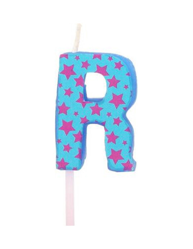 Bougie anniversaire lettre r bleu