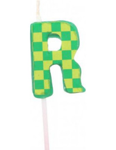 Bougie anniversaire lettre r vert