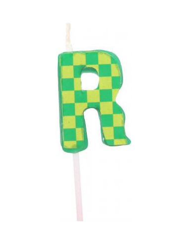 Bougie anniversaire lettre r vert