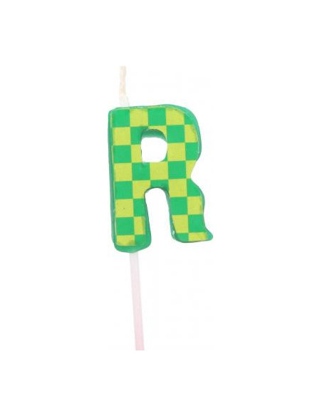 Bougie anniversaire lettre r vert