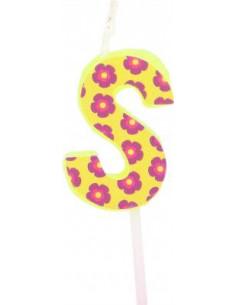 Bougie anniversaire lettre s jaune